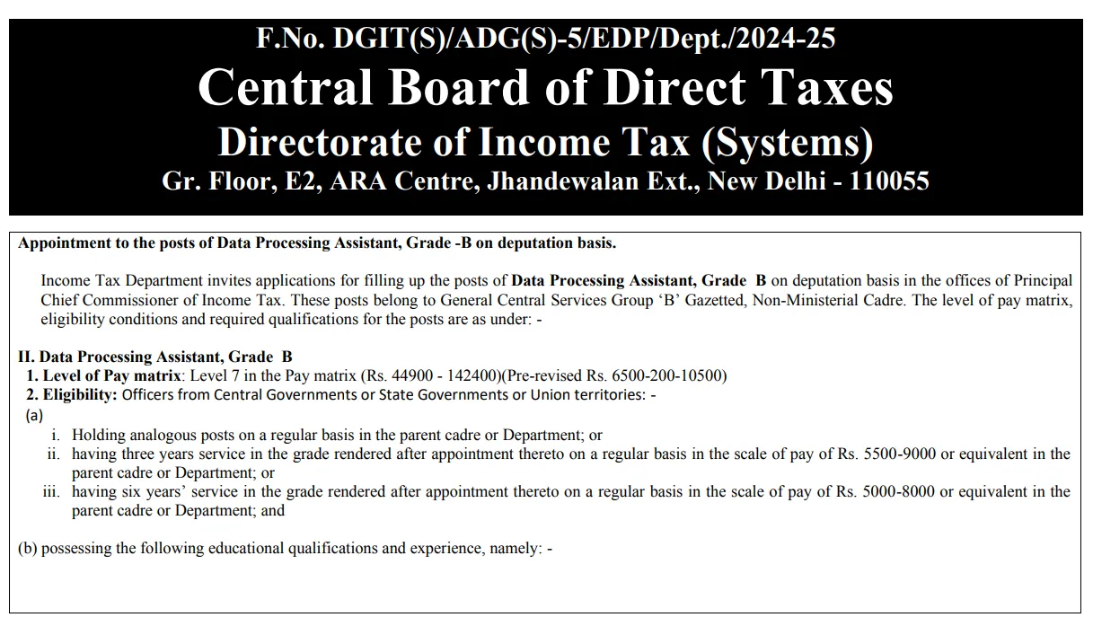 Income Tax Department Recruitment 2025